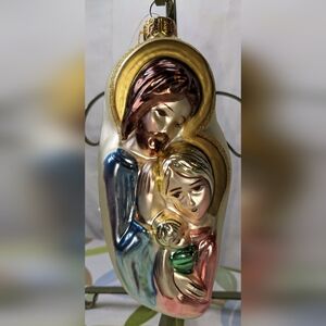 Kurt Adler Blown Glass Holy Family Polonaise Ornament W/ Tag, Minor Callouts